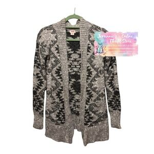Mossimo Supply Co Gray Black Geometric Southwestern Open Front Cardigan Medium